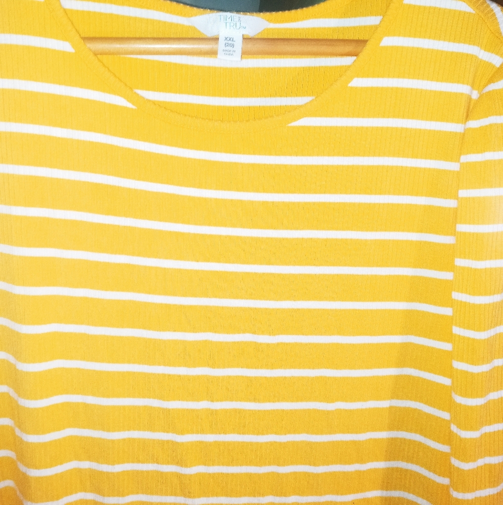 Yellow Striped Sweater Shirt. (Plus)